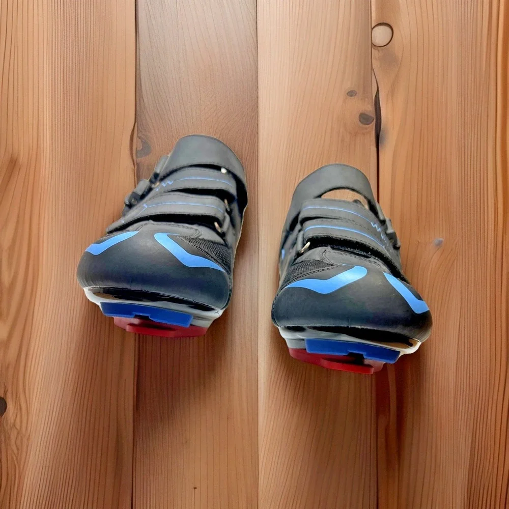 Kescoo Cycling Shoes EU 40 Unisex Black Blue SPD Cleats Installed‎ New Spin Road
